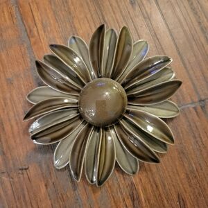 Vintage Gray Metal Flower Brooch